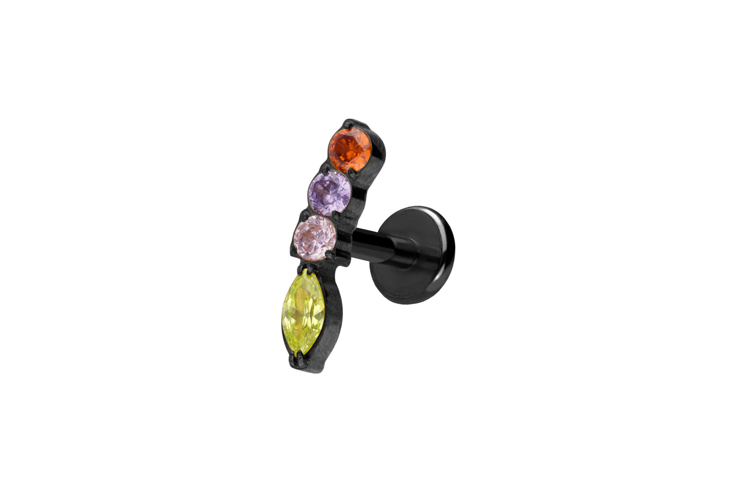 Titan Labret Piercing mit Push Fit BUNTER KRISTALLBOGEN